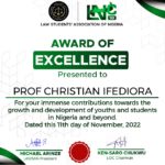 Nigerian Law Students Confer “Award of Excellence to the OCI Foundation's President, Dr Chris Ifedi...