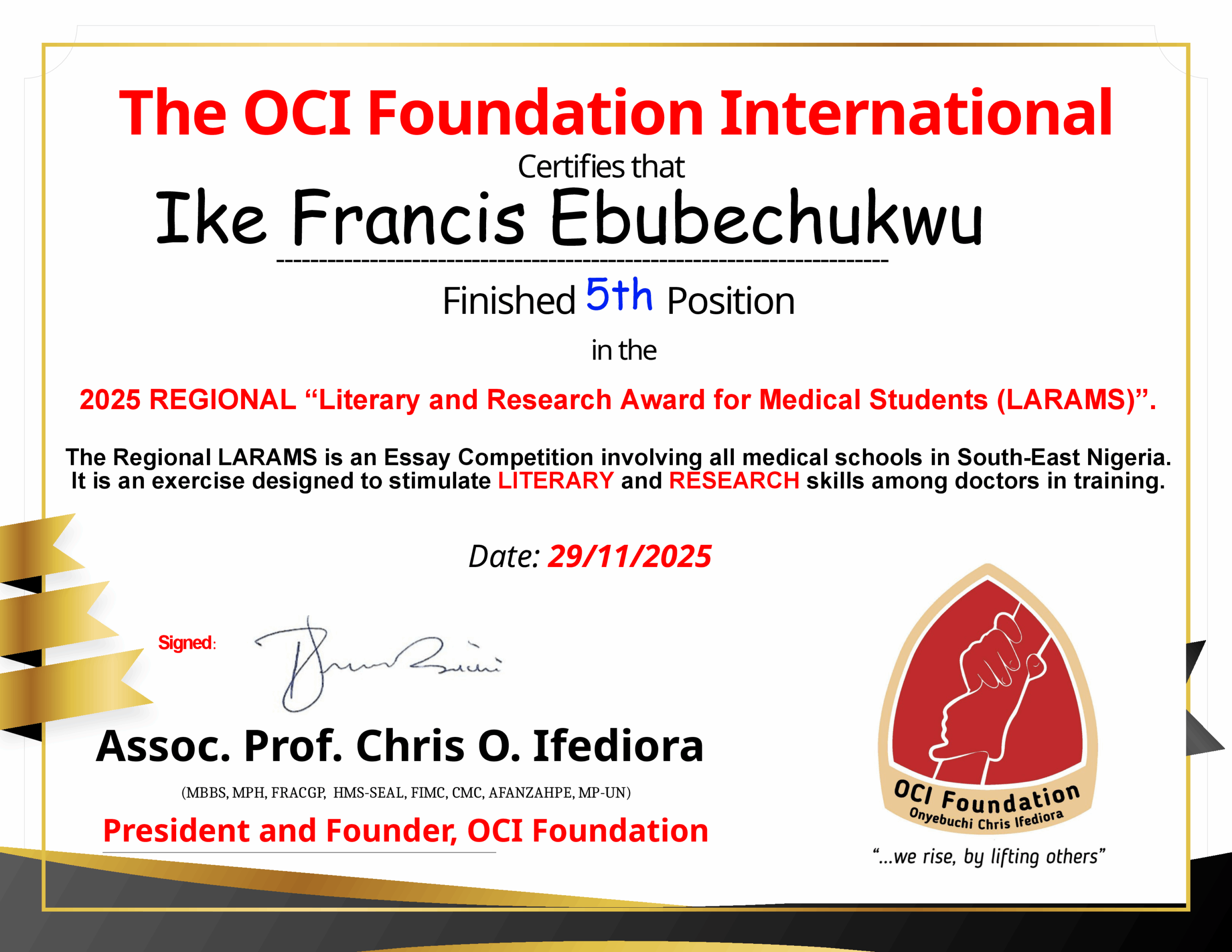 5 Certificates Ike 2025 LARAMS SE